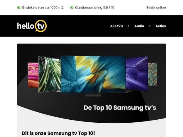Bekijk onze Top 10 Samsung tv's
