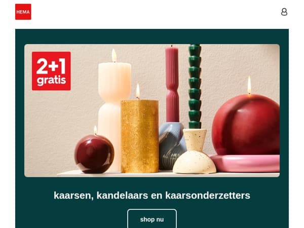 2+1 gratis op kaarsen en kandelaars 🕯️