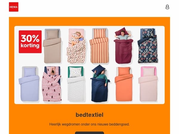 ontdek deze aanbieding: 30% korting op bedtextiel
