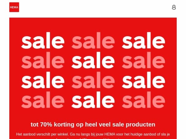 tot 70% korting op heel veel sale producten