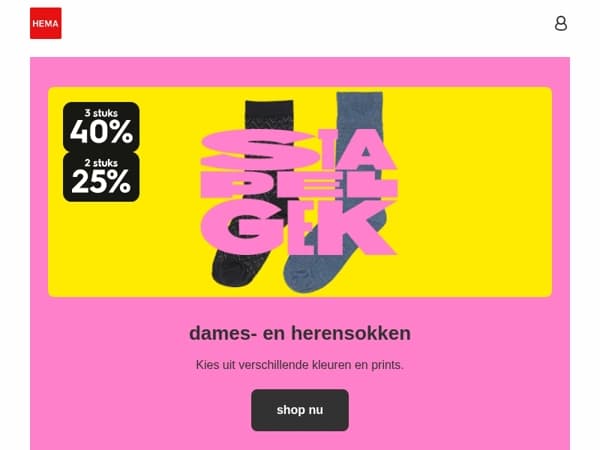 nog een aantal dagen: tot 40% korting op dames- en herensokken