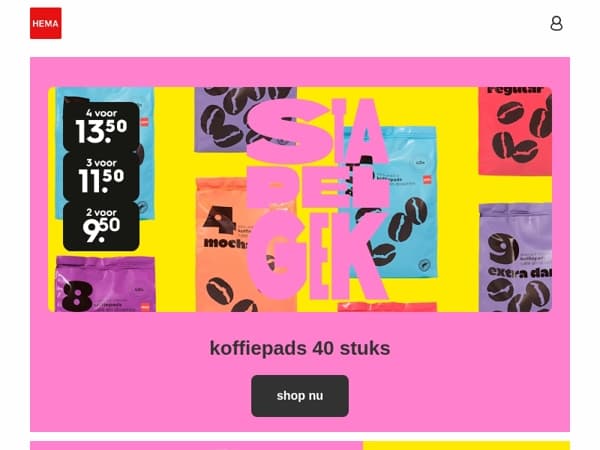 shop alle stapelgekke aanbiedingen | nu 4 zakken koffiepads voor 13.50