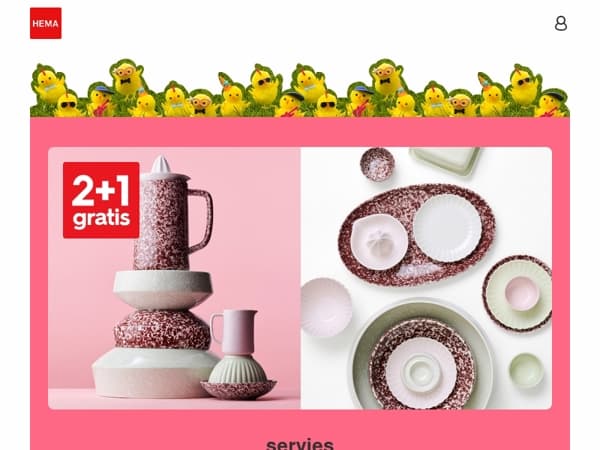 dek je paastafel: 2+1 gratis op servies