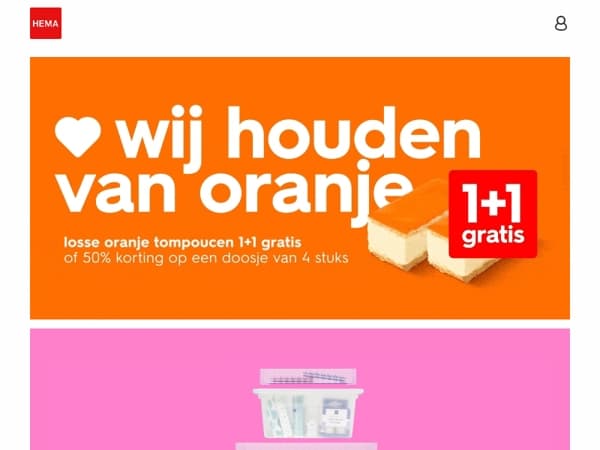 🧡 1+1 gratis op oranje tompoucen