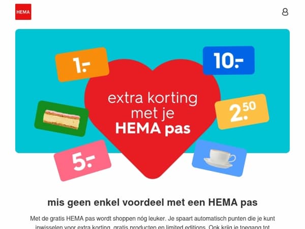 nieuwe gratis producten staan klaar, met je HEMA pas