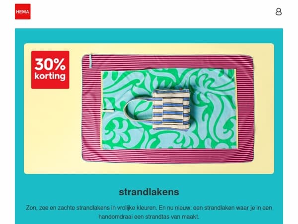 30% korting op strandlakens ☀️