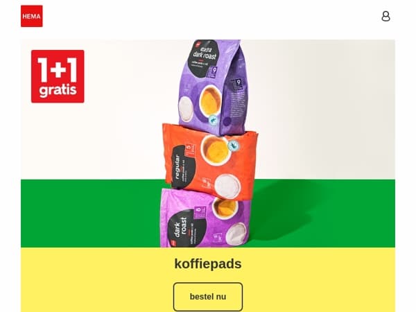 nu 1+1 gratis op koffiepads | shop nog meer aanbiedingen