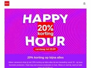 🚨 alleen vanavond: 20% korting op bijna alles | tot 23:59 uur