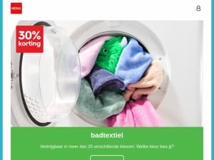bekijk alle nieuwe aanbiedingen | 30% korting op badtextiel