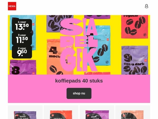4 zakken koffiepads voor 13.50 | stapel je gek voor hoge kortingen