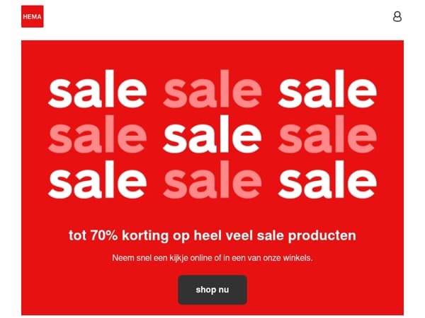 nog heel even: tot 70% korting op veel sale producten