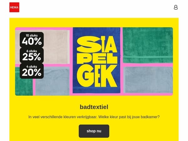 laatste week: stapel je handdoeken tot 40% korting