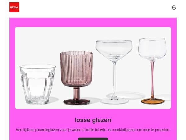 nieuwe week: nu 2+1 gratis op losse glazen
