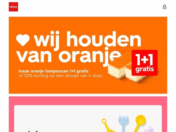 nu 1+1 gratis op oranje tompoucen 🧡