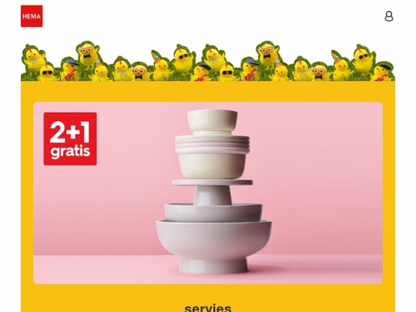 2+1 gratis op servies | maak je klaar voor de paasdagen