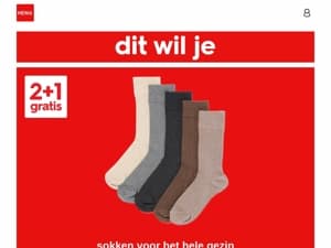 dit wil je niet missen: nu 2+1 gratis op sokken voor het hele gezin