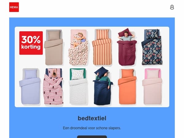 nog een aantal dagen: 30% korting op bedtextiel