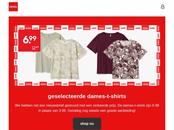 oeps, prijsfout: dames-t-shirts voor 6.99 ☀️