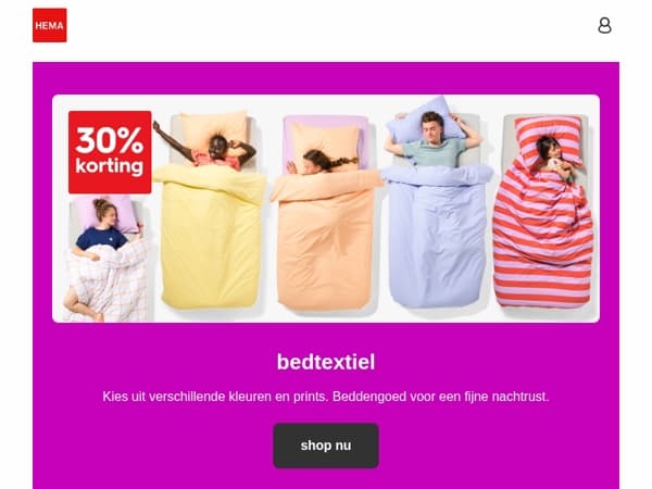 30% korting op bedtextiel | slaap lekker 💤