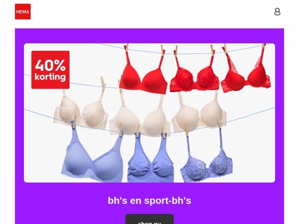 40% korting op bh's en sport-bh's en nog veel meer aanbiedingen