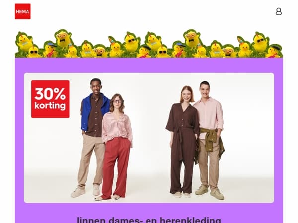 nu 30% korting op linnen dames- en herenkleding | heerlijk luchtig