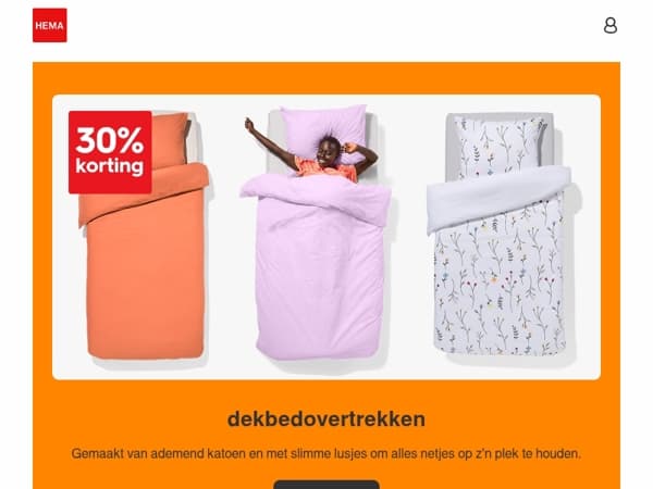 laatste kans: 30% korting op dekbedovertrekken en meer
