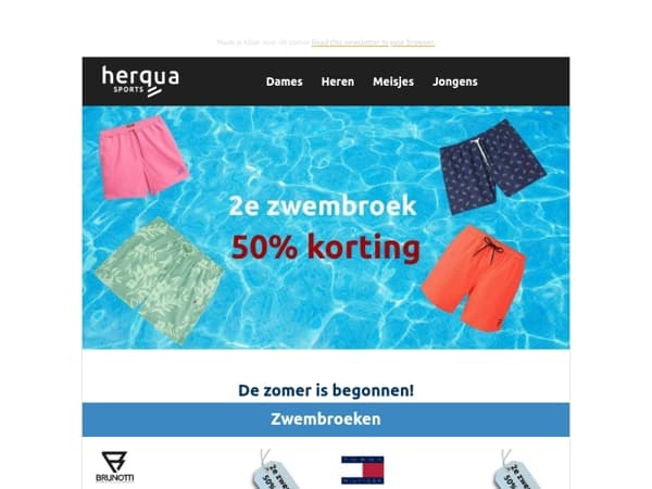 2e zwembroek 50% korting