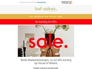 House of Nature opruiming, tot 60% korting!