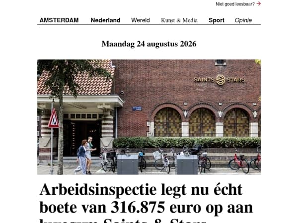 Nu écht boete van 316.875 euro voor Saints & Stars | AvroTros doet ook in 2027 niet mee aan Songfestival | Zomergast Sigrid Kaag bleef presentator Janine Abbring door de vingers glippen
