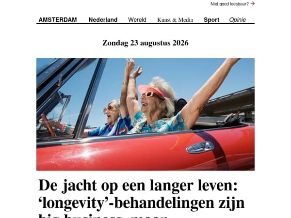 De jacht op een langer leven: ‘longevity’-behandelingen zijn big business, maar gezondheidsclaims zijn twijfelachtig | Met de spotgoedkope ‘Berghain Express’ van Amsterdam naar Berlijn