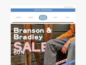 Sale verhoogd tot 50% op onze Branson & Bradley modellen!