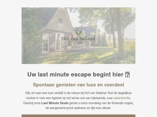 Kom last minute genieten van luxe en voordeel! ⏰