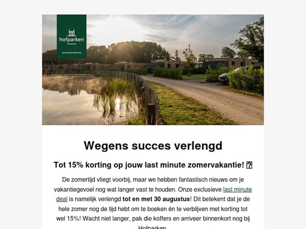 𝐖𝐞𝐠𝐞𝐧𝐬 𝐬𝐮𝐜𝐜𝐞𝐬 𝐯𝐞𝐫𝐥𝐞𝐧𝐠𝐝: tot 15% korting op jouw zomervakantie! 🔥