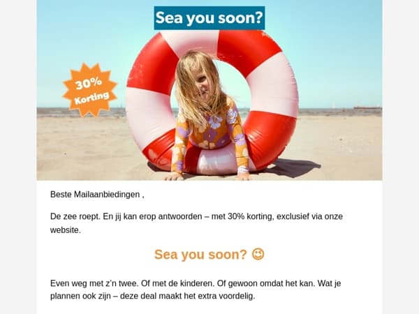 🌊 Flash Deal: -30% op jouw vakantie aan zee (enkel deze week)