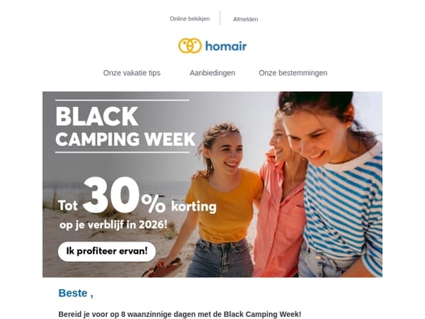 🔔 Black Camping Week: tot 30% korting