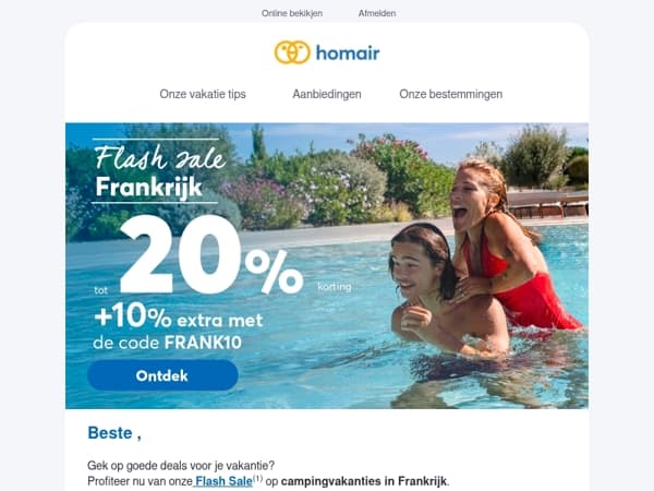 ⚡Flash sale Frankrijk : tot 20% korting + 10% extra met!