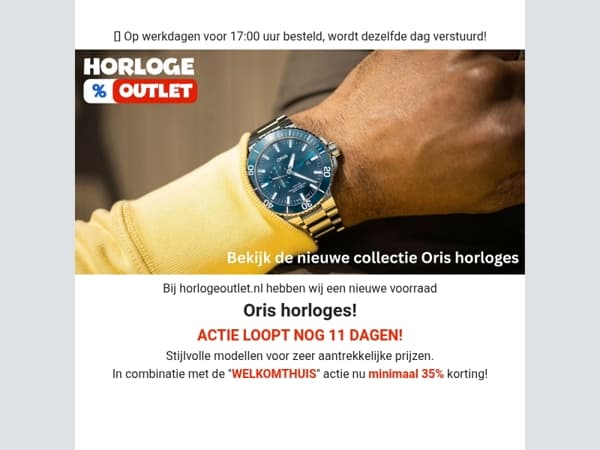 Reminder - Nieuwe Collectie Oris horloges bij horlogeoutlet.nl!