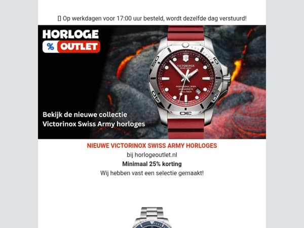 Nieuwe collectie Victorinox Swiss Army horloges! Top kortingen op Victorinox! Profiteer nu!