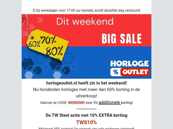 Weekendactie: Honderden horloges met meer dan 60% korting!