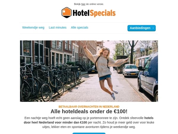 Alle hoteldeals onder de €100!