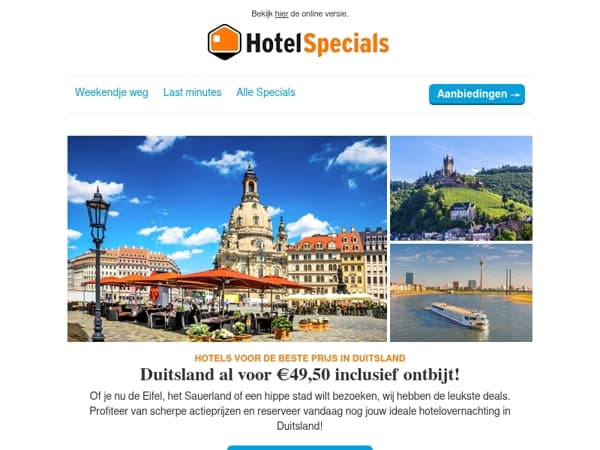 Duitsland al voor €49,50 inclusief ontbijt!