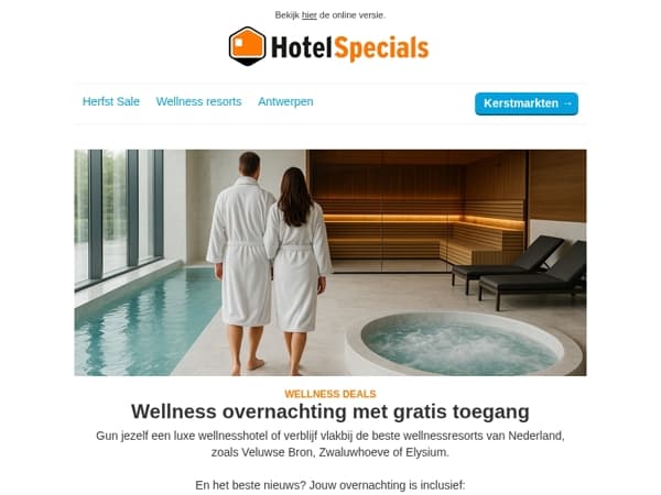 Wellness overnachting met gratis toegang