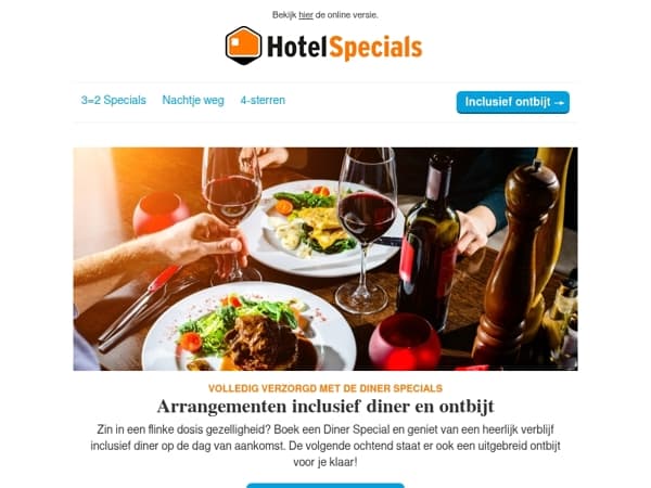 Overnachting met diner arrangement