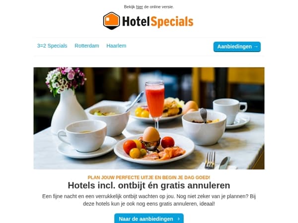 Hotels met ontbijt + gratis annuleren! ☕🥐