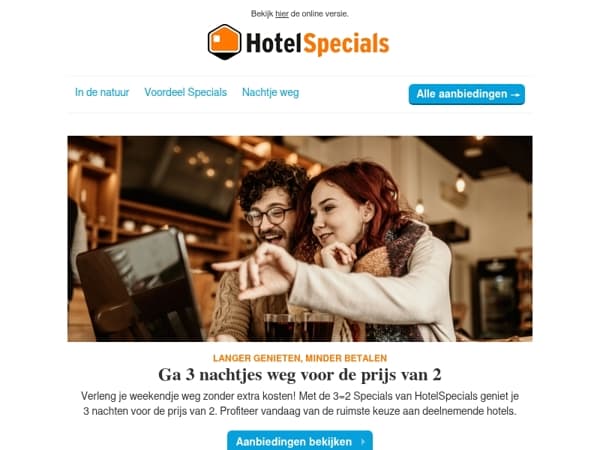 Ga 3 nachtjes weg voor de prijs van 2