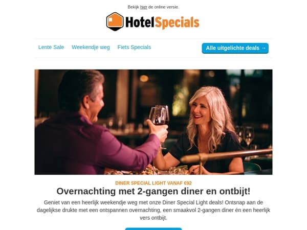 Overnachting + 2-gangen diner vanaf €92