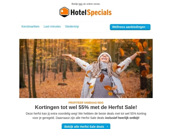 Kortingen tot wel 55% met de Herfst Sale!