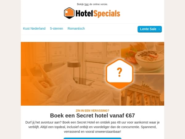Verassing! Secret Hotel vanaf €67