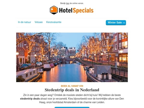 Stedentrips in Nederland vanaf €59!