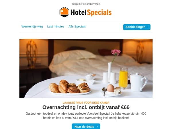 Overnachting incl. ontbijt vanaf €74 🥐
